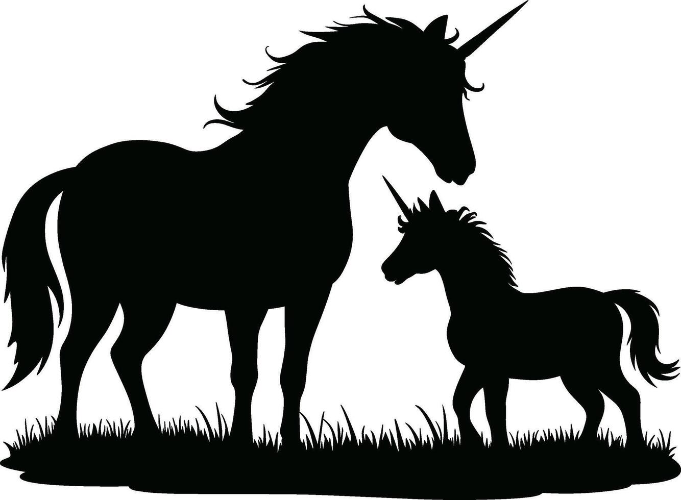 Mama and Baby Unicorn vector