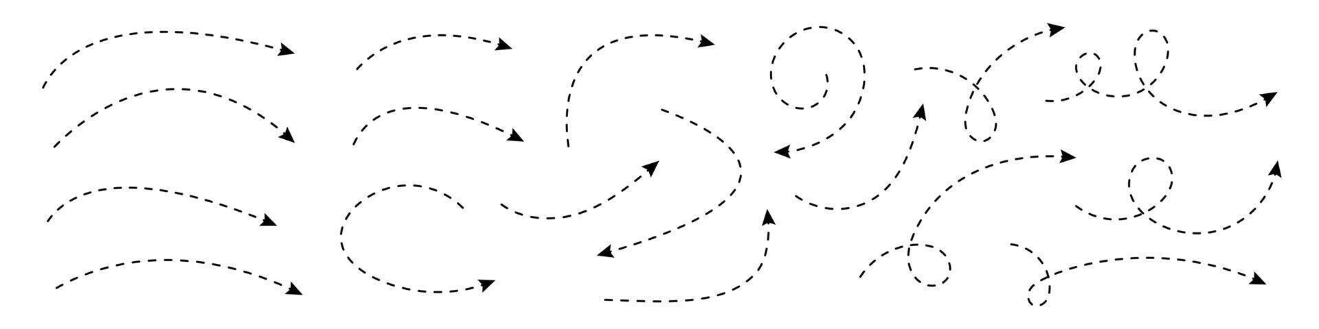 Curved dotted arrow. Zigzag arrow stripes design with dotted lines. vector