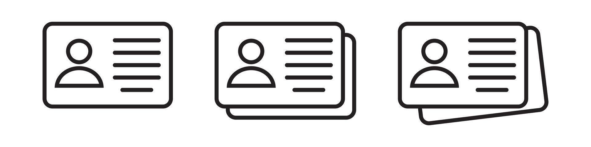 ID Card icon. Employee clerk card, driver license, Identification card, staff identification card symbol. Design for website and mobile app. vector