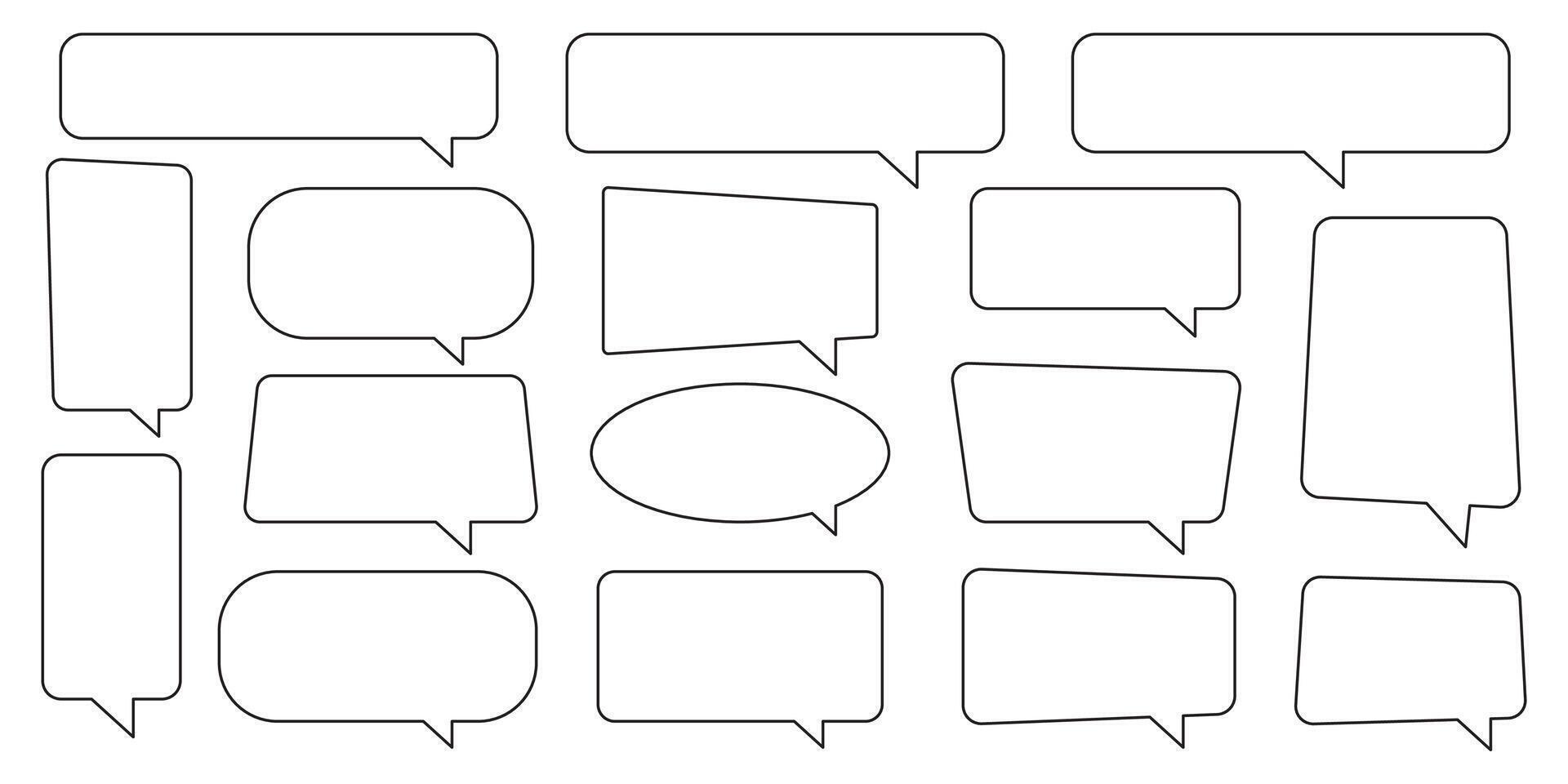 Collection of line speech bubble, line speech balloon, outline chat bubble. vector