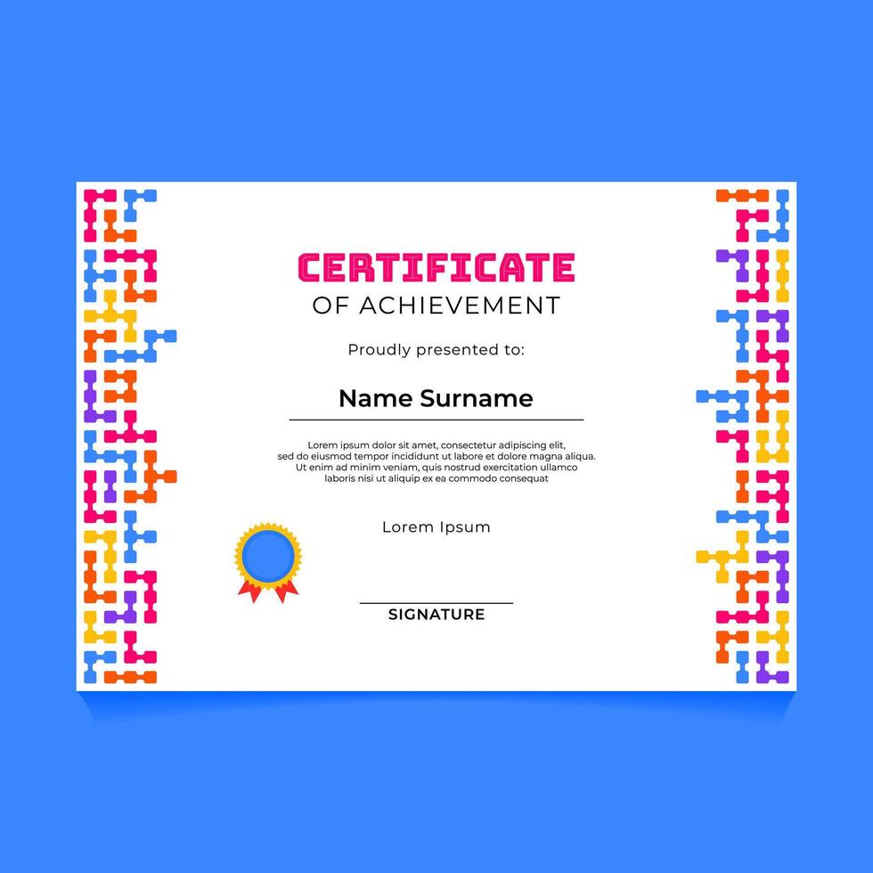 Abstract Geometric Certificate Design with Connected Rounded Square Pattern on The Side vector