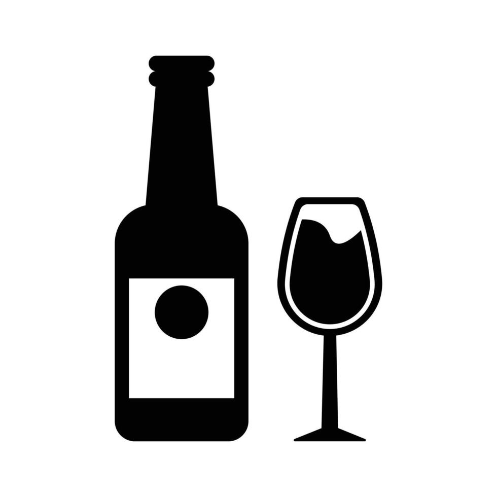 silhouette of a bottle of wine, beer bottle icon glyph style design. vector