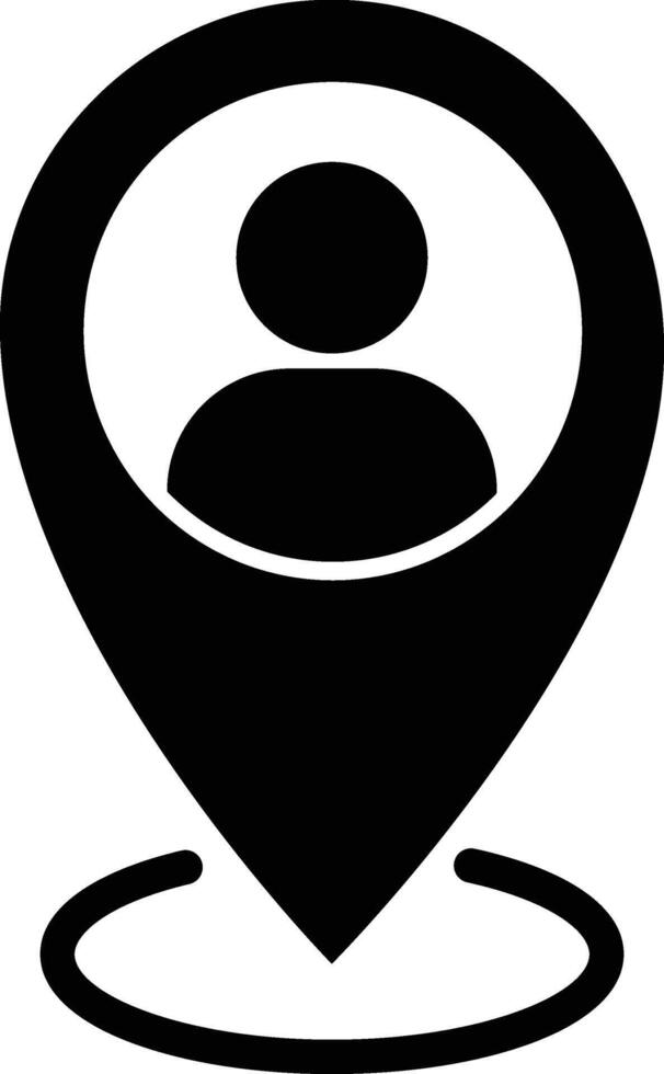 Man Location Icon Glyph icon, Man location Navigation map symbol in flat style, Location icon. Pointer symbol. Pin sign Isolated on white. vector