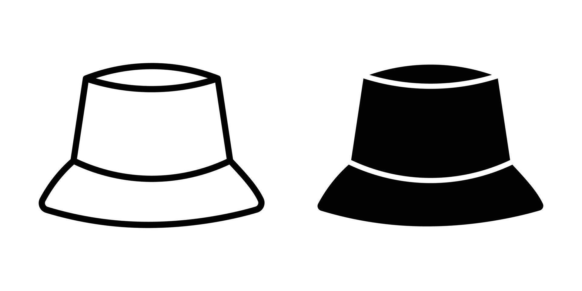 bucket hat glyph icon set, Fisherman's hat icon. Panama, bucket hat. symbol template collection vector