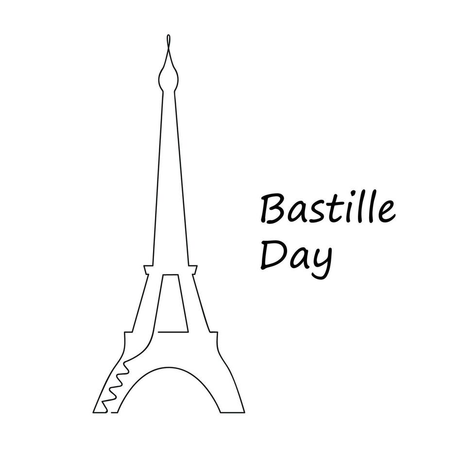 Bastille day in one continuous line. One line drawing, minimalism. vector