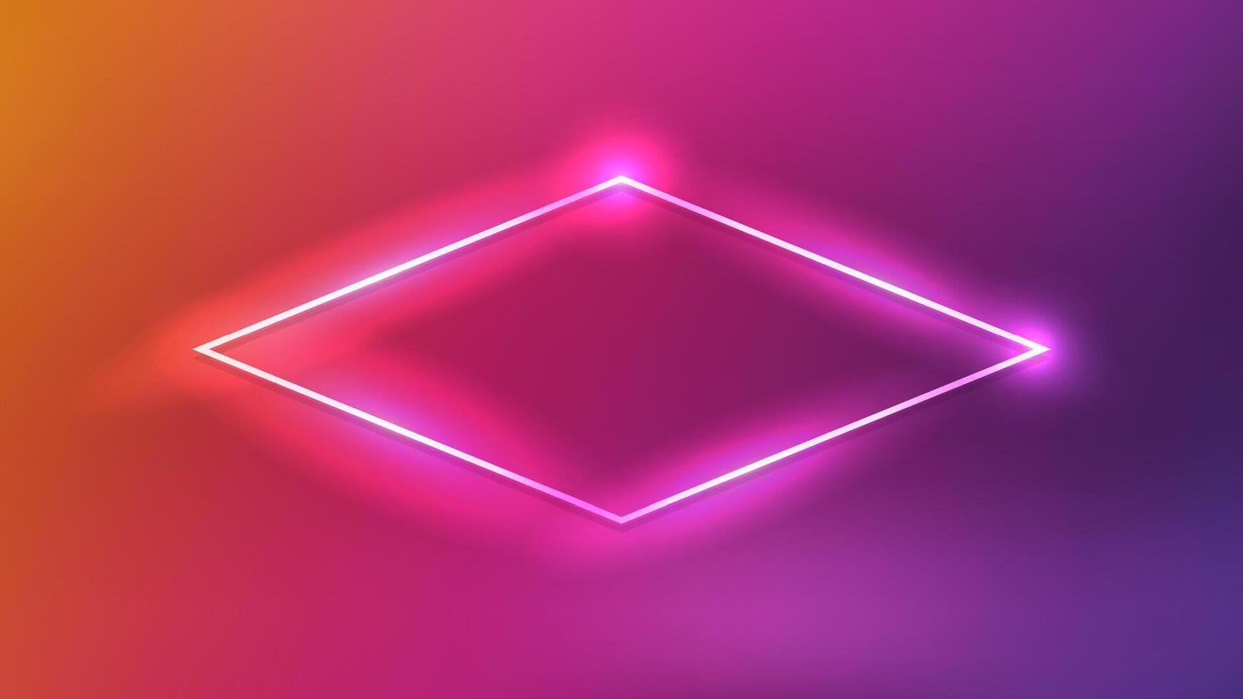 Neon rhomb frame with shining effects vector