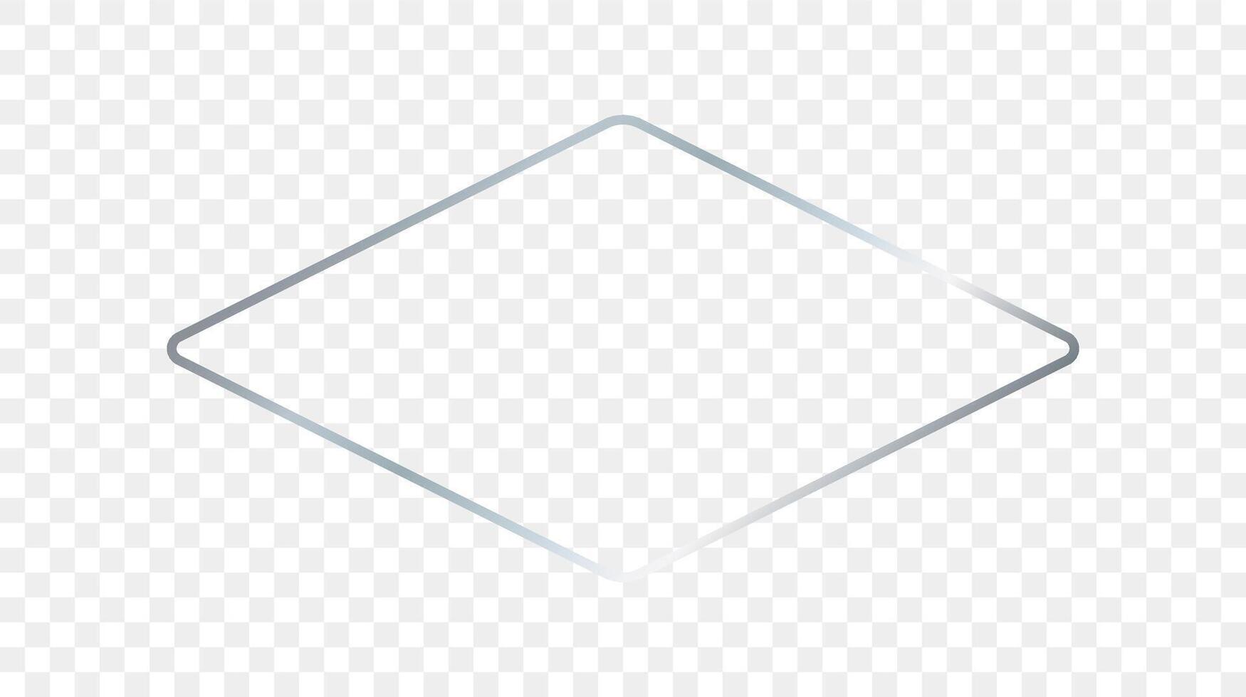 Silver glowing rounded rhombus shape frame vector