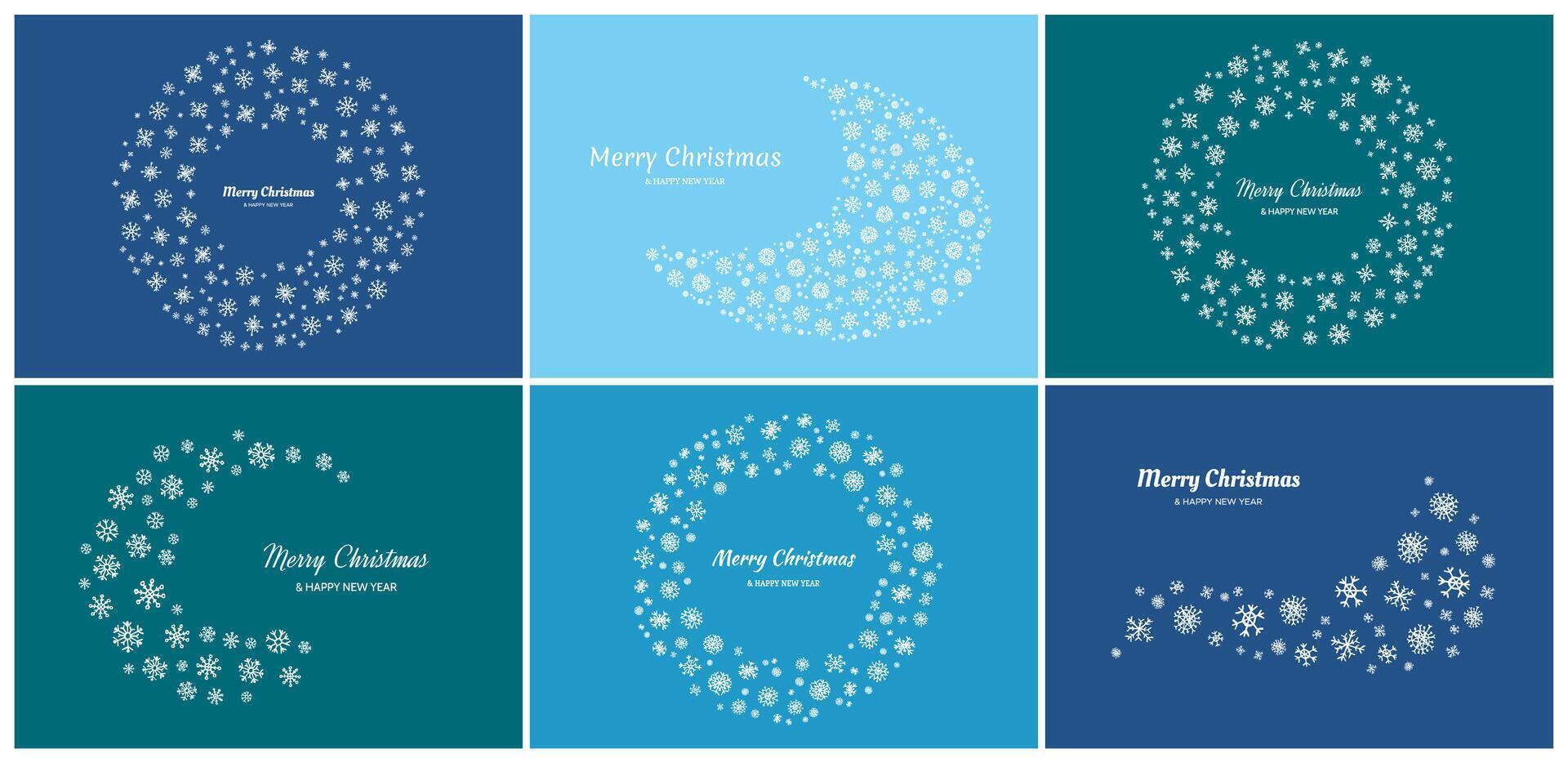 Set of Merry Christmas backgrounds with snowflakes vector