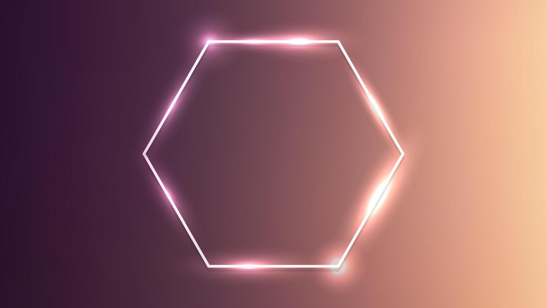 Neon hexagon frame with shining effects vector