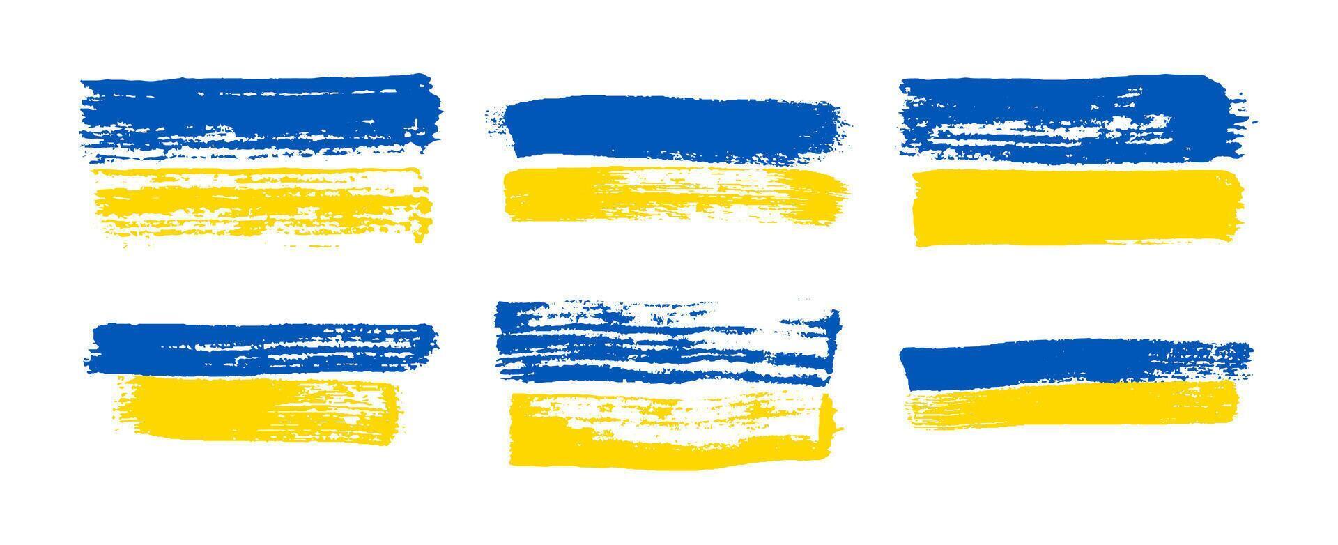 Set of Ukrainian national flags vector