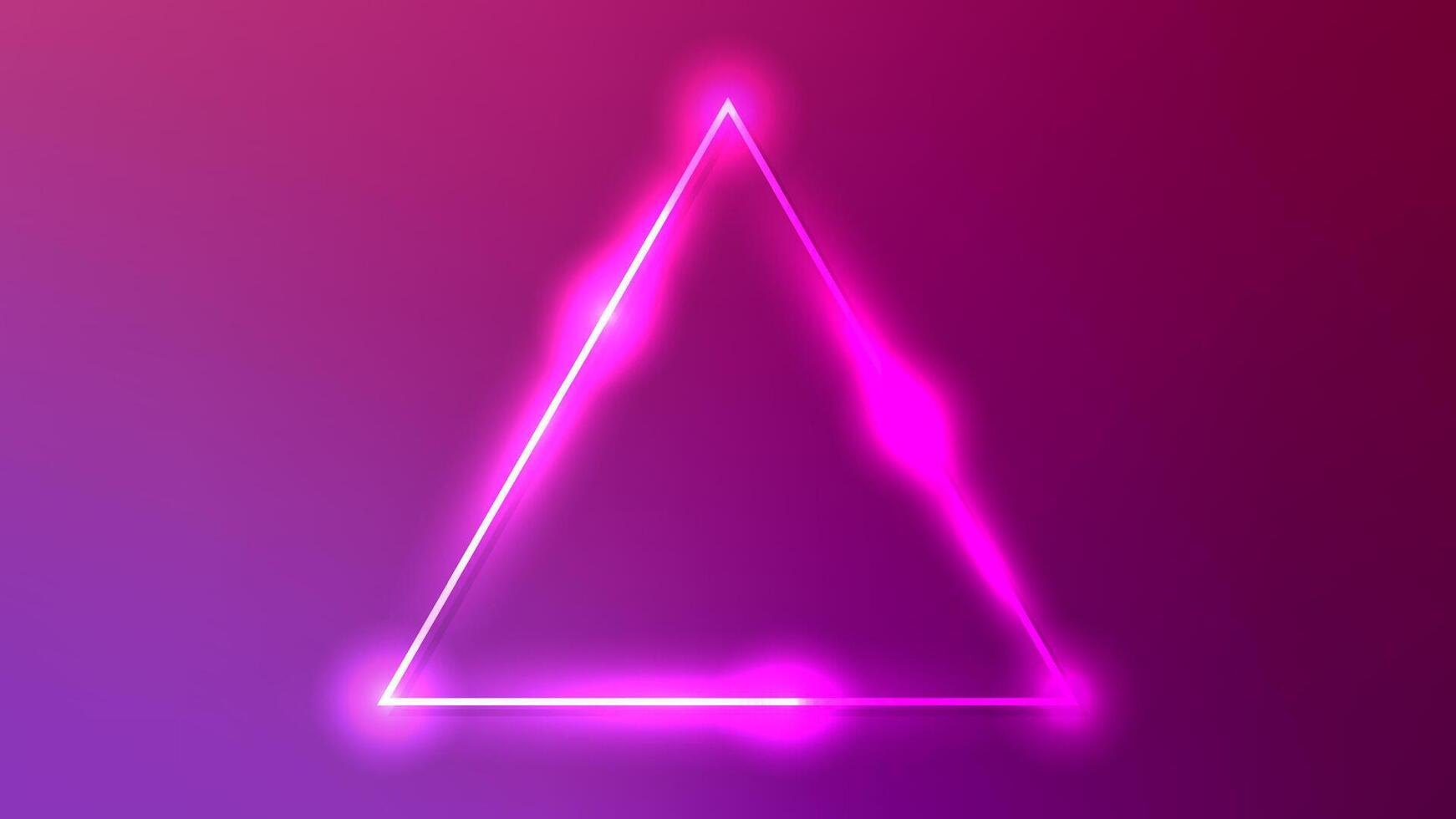 Neon triangle frame with shining effects vector