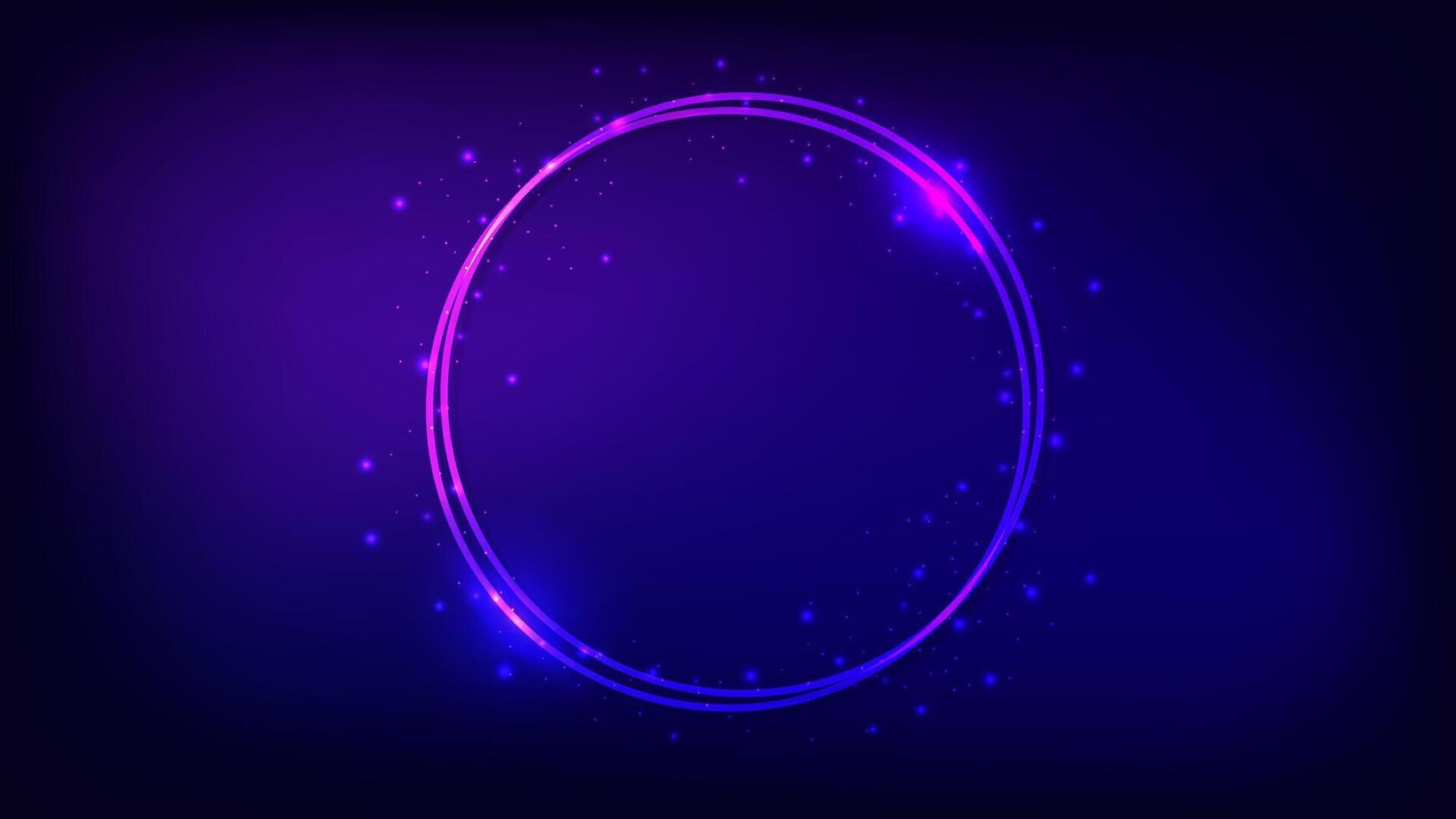 Neon double round frame vector