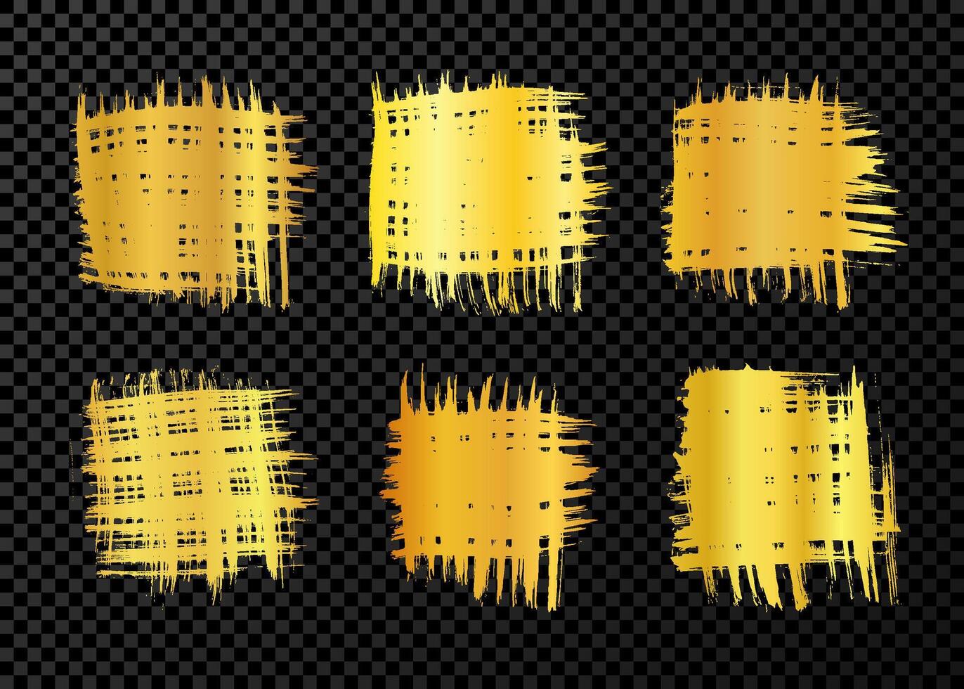 Gold brush stroke in square form on dark background vector