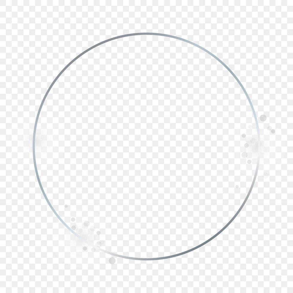 Silver glowing circle frame with sparkles vector