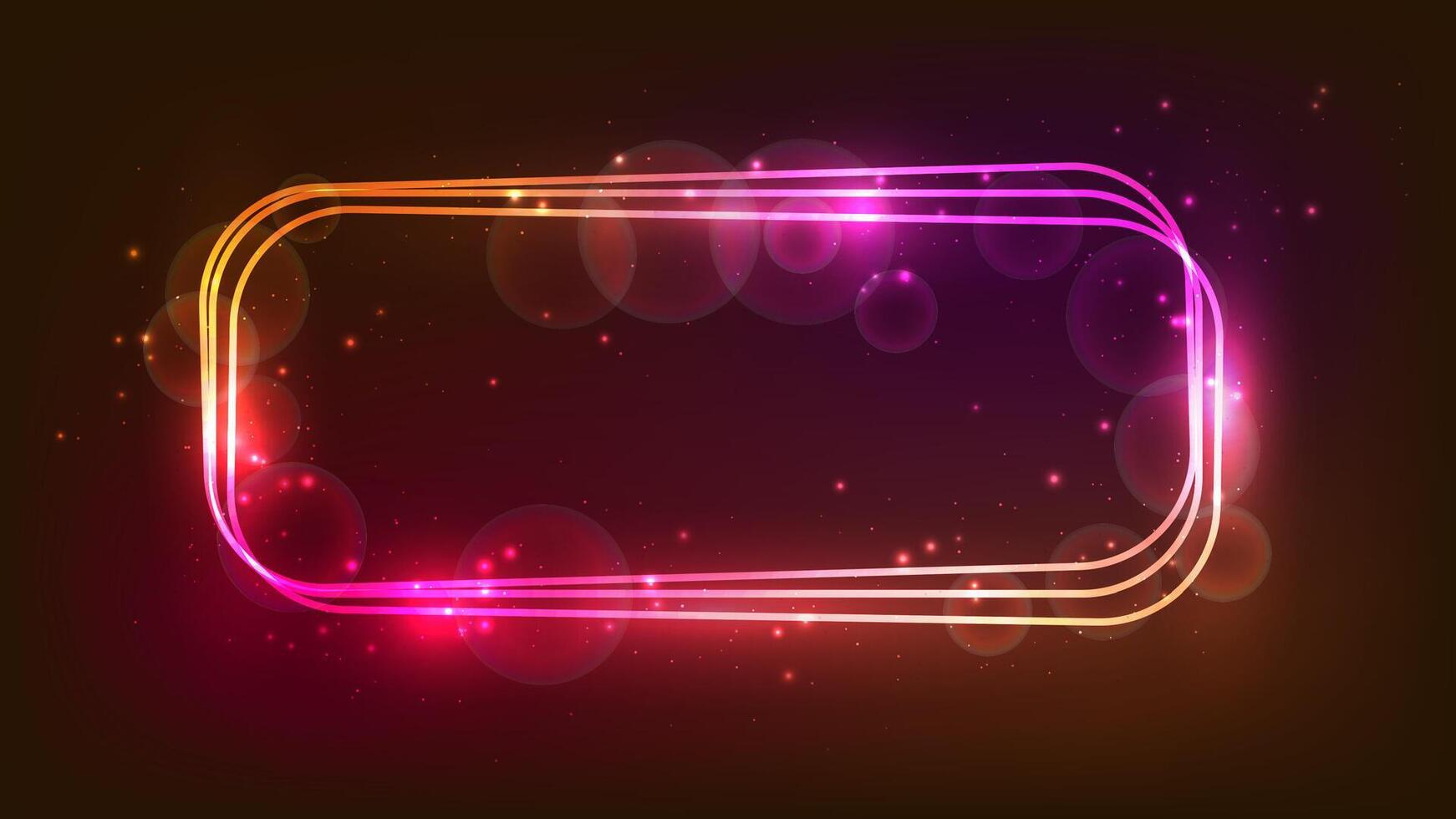 Neon rectangular frame with shining effects and sparkles vector