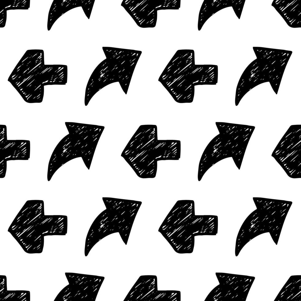 Seamless pattern with black hand drawn arrows vector