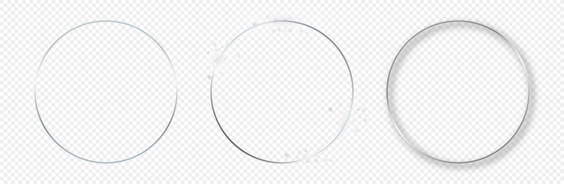 Silver glowing circle frame vector