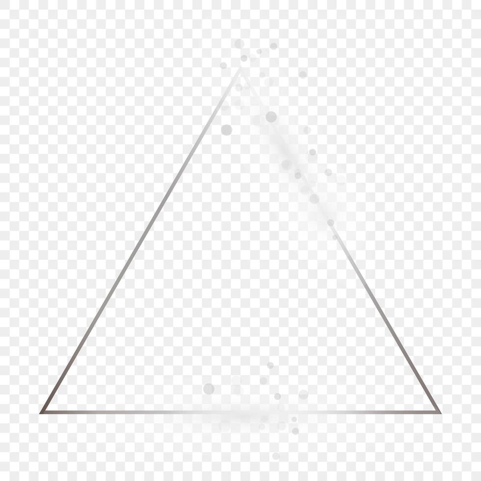 Silver glowing triangle frame with sparkles vector