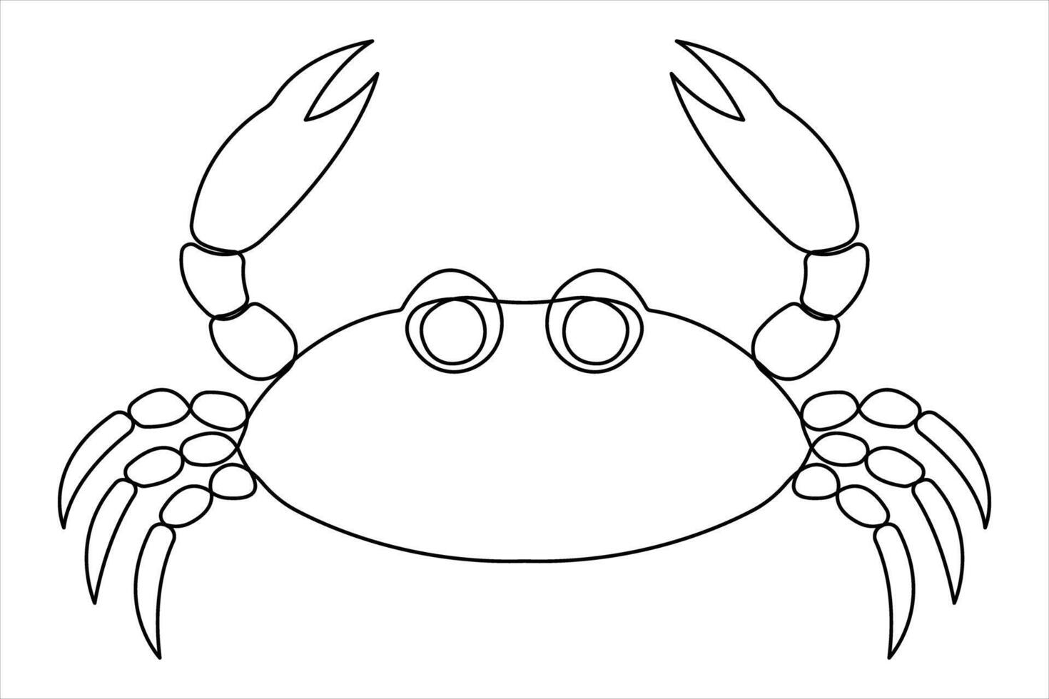 Continuous one line art drawing of crab design outline minimalism illustration vector