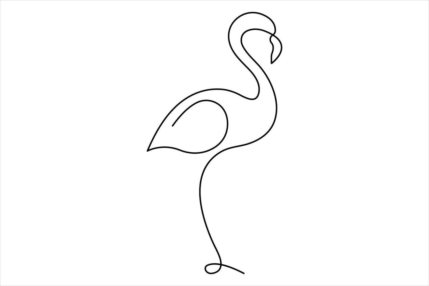 Continuous one line art drawing of flamingo bird design minimalism illustration vector