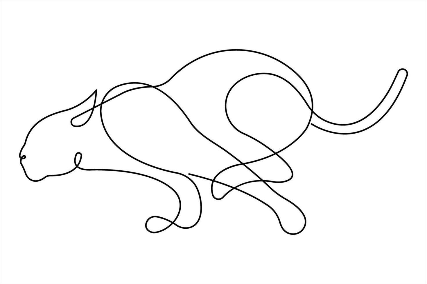 Tiger continuous one line art drawing of style, tiger wild animal design outline illustration vector