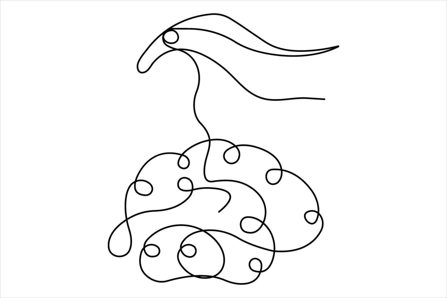 Human brain continuous one line art drawing of design outline minimalism illustration vector
