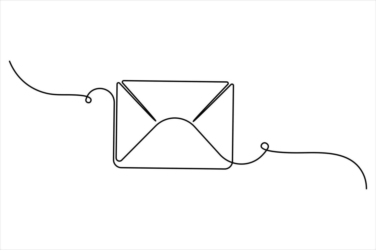 Continuous one line art drawing of paper envelope message post letter design illustration outline vector