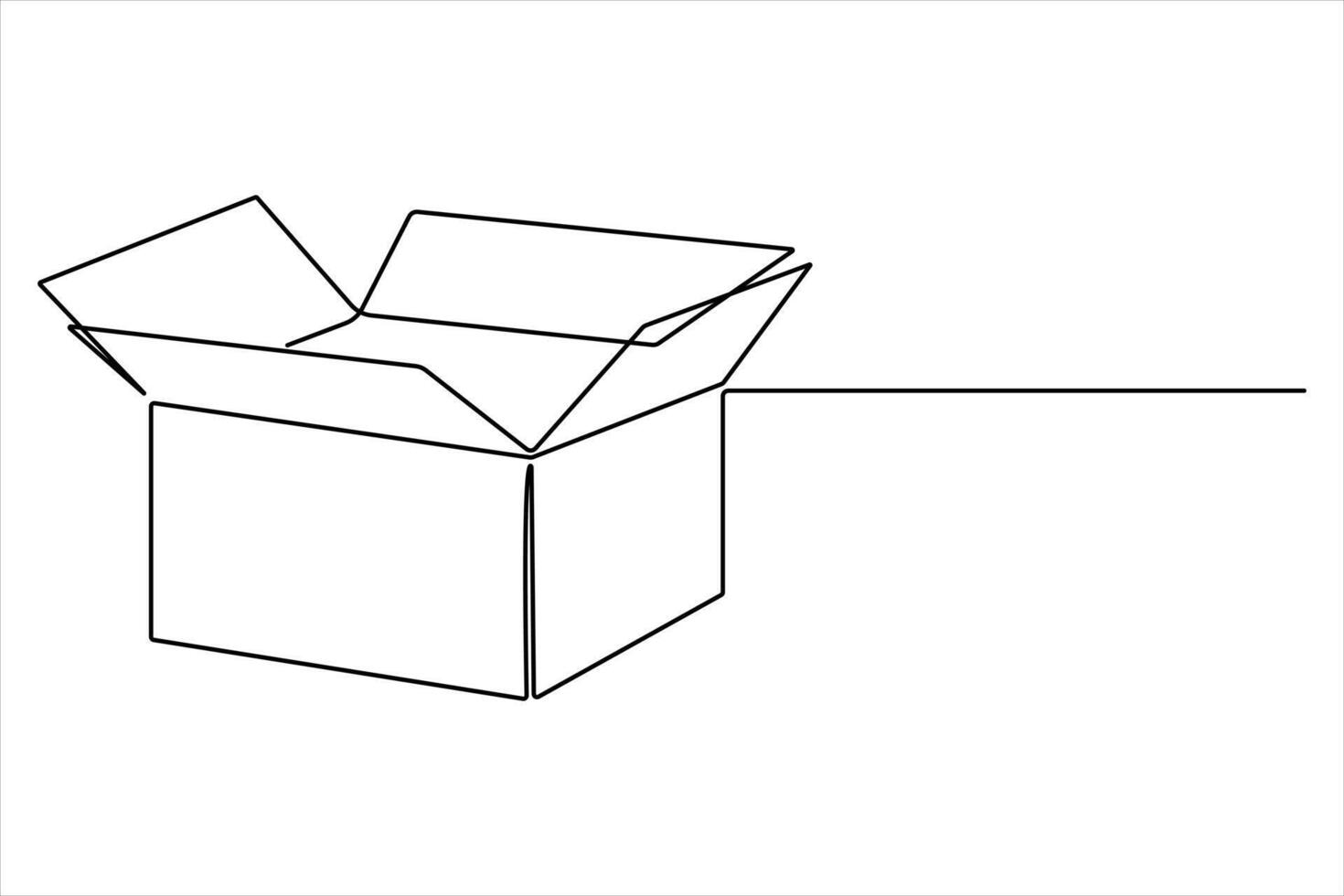 Continuous one line art drawing of carton box concept minimalism illustration vector