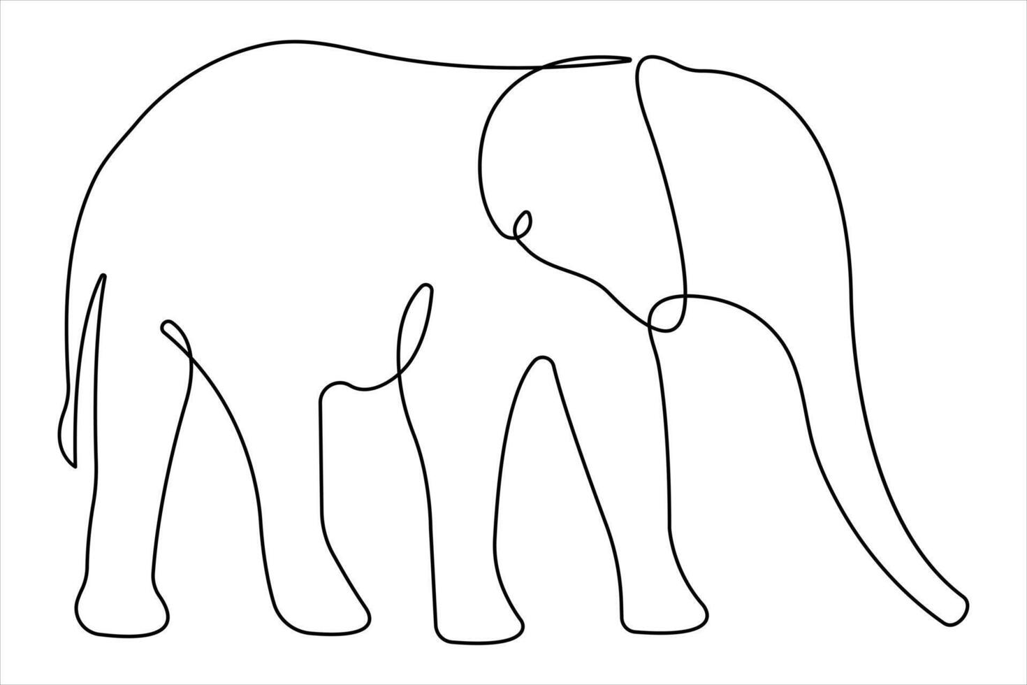 Continuous one line drawing of elephant wildlife animal symbol minimalism illustration vector