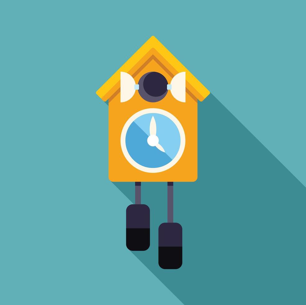 Yellow cuckoo clock striking showing time passing vector
