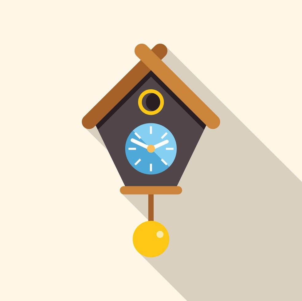 Cuckoo clock displaying time on white background vector