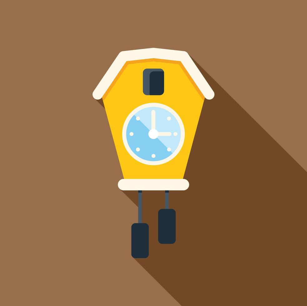 Yellow cuckoo clock hanging on a wall showing half past ten vector