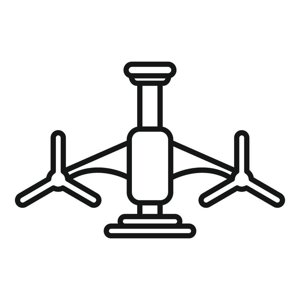 Drone with three propellers flying in the air vector
