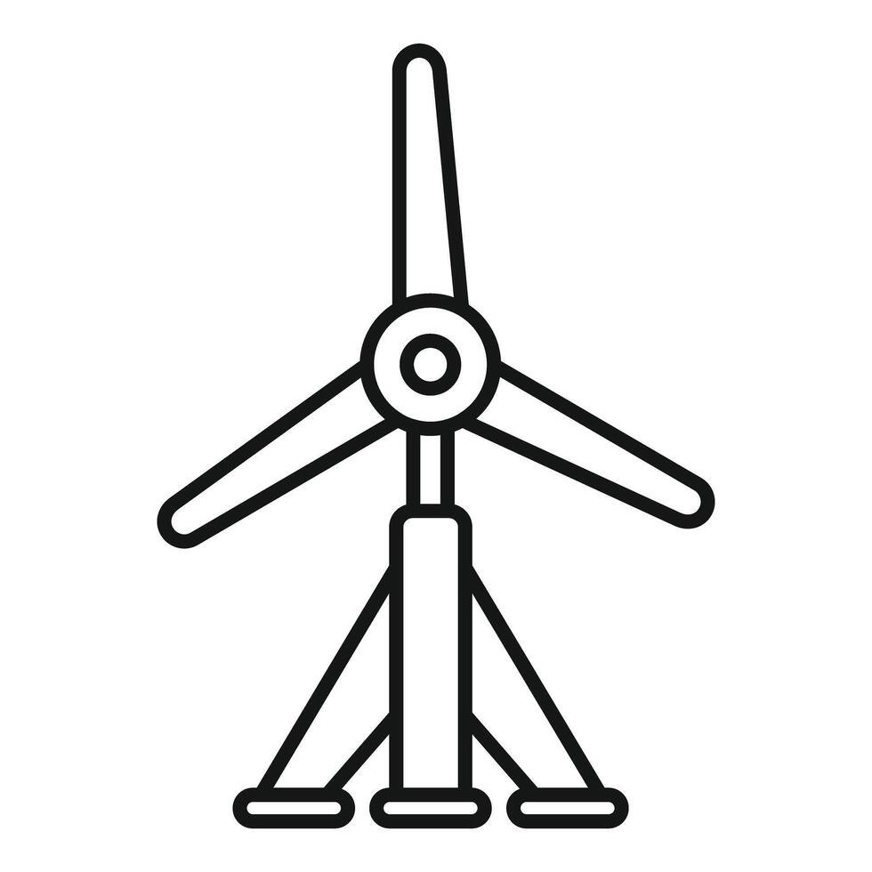 Wind turbine converting kinetic energy into electricity line icon vector