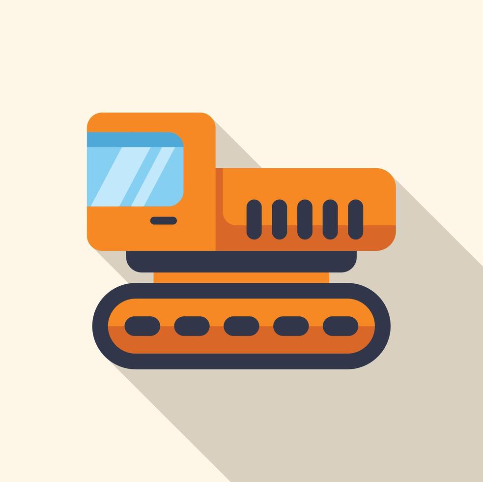 Orange crawler transporting cargo in flat design with long shadow vector