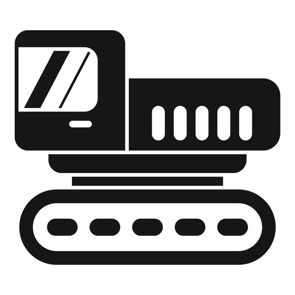 Small excavator digging with continuous tracks icon glyph style vector