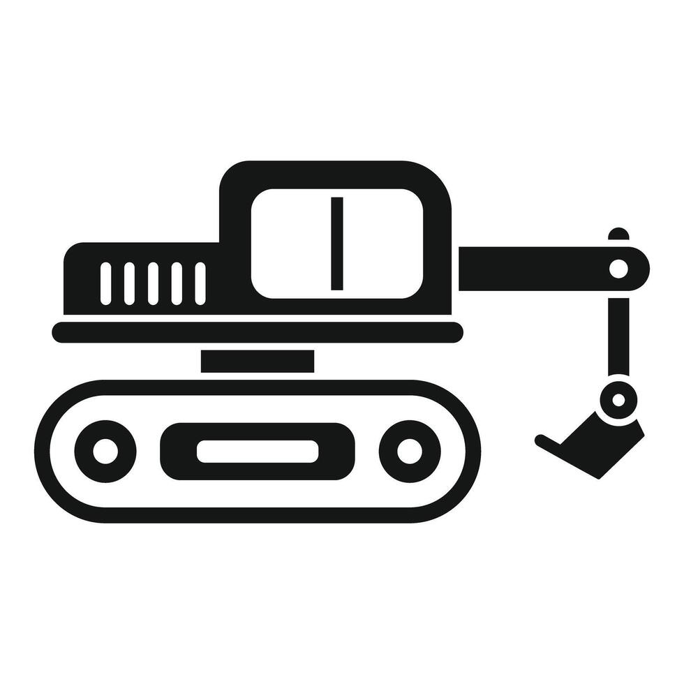 Excavator working with mechanical arm extended vector