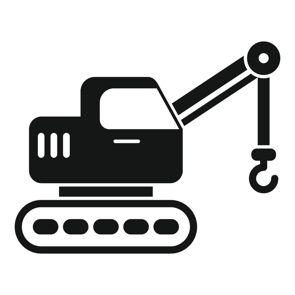 Crawler crane lifting with hook simple icon logo design vector
