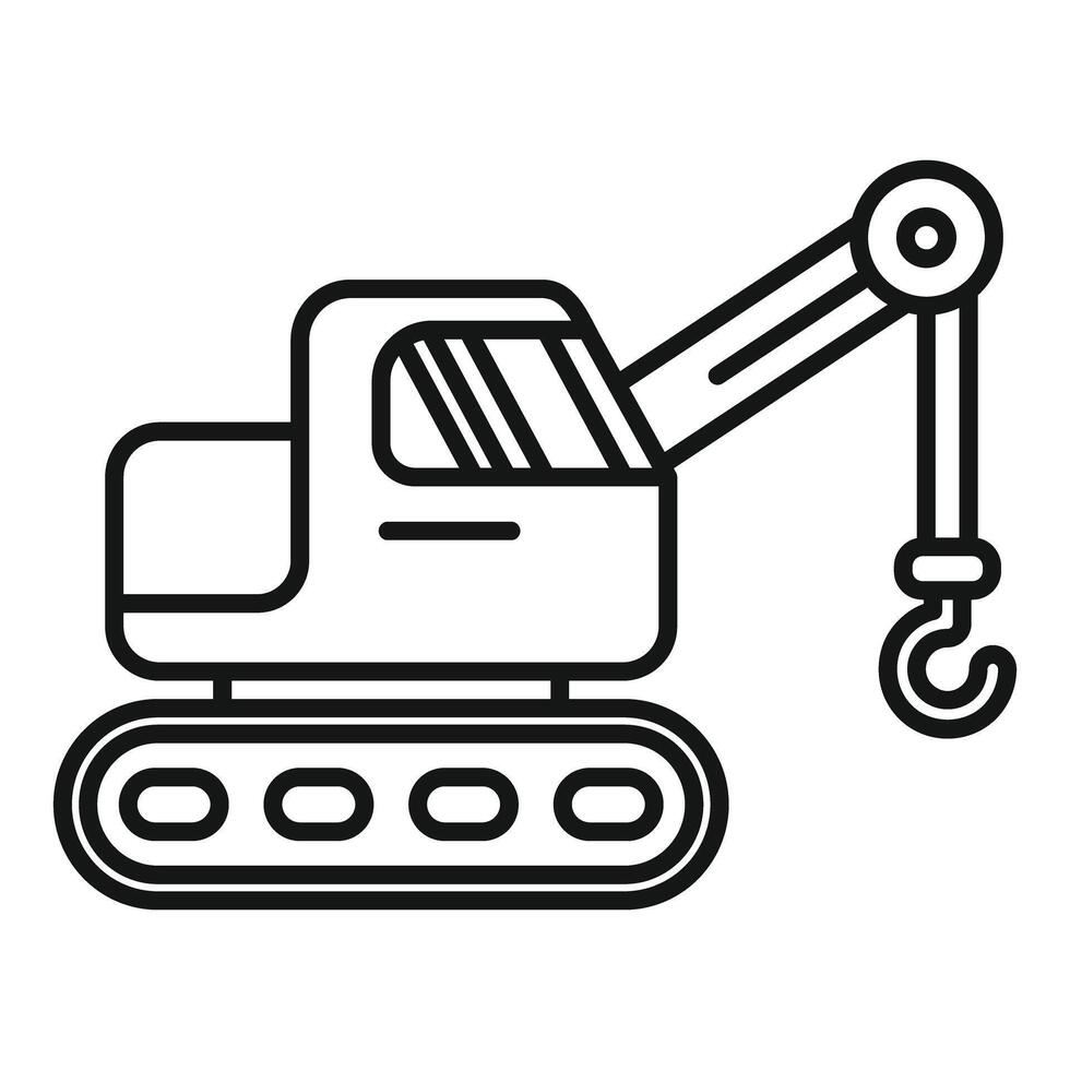 Crawler crane working on a construction site line icon vector