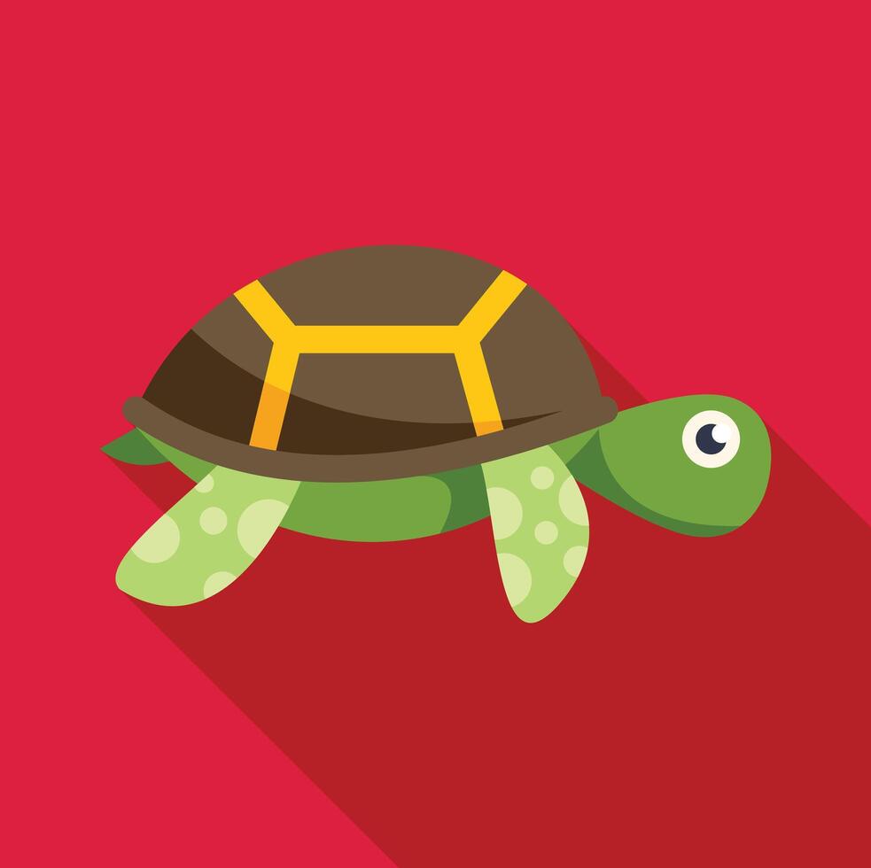 Cartoon turtle swimming with a red background vector