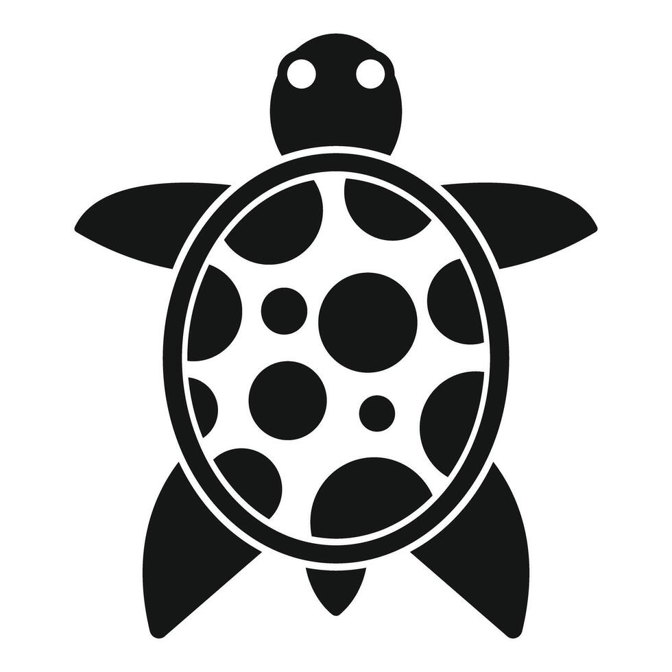 Black turtle swimming with white dots shell icon vector