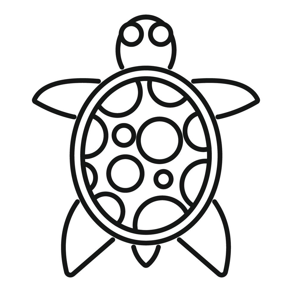 Sea turtle swimming with patterned shell line icon vector