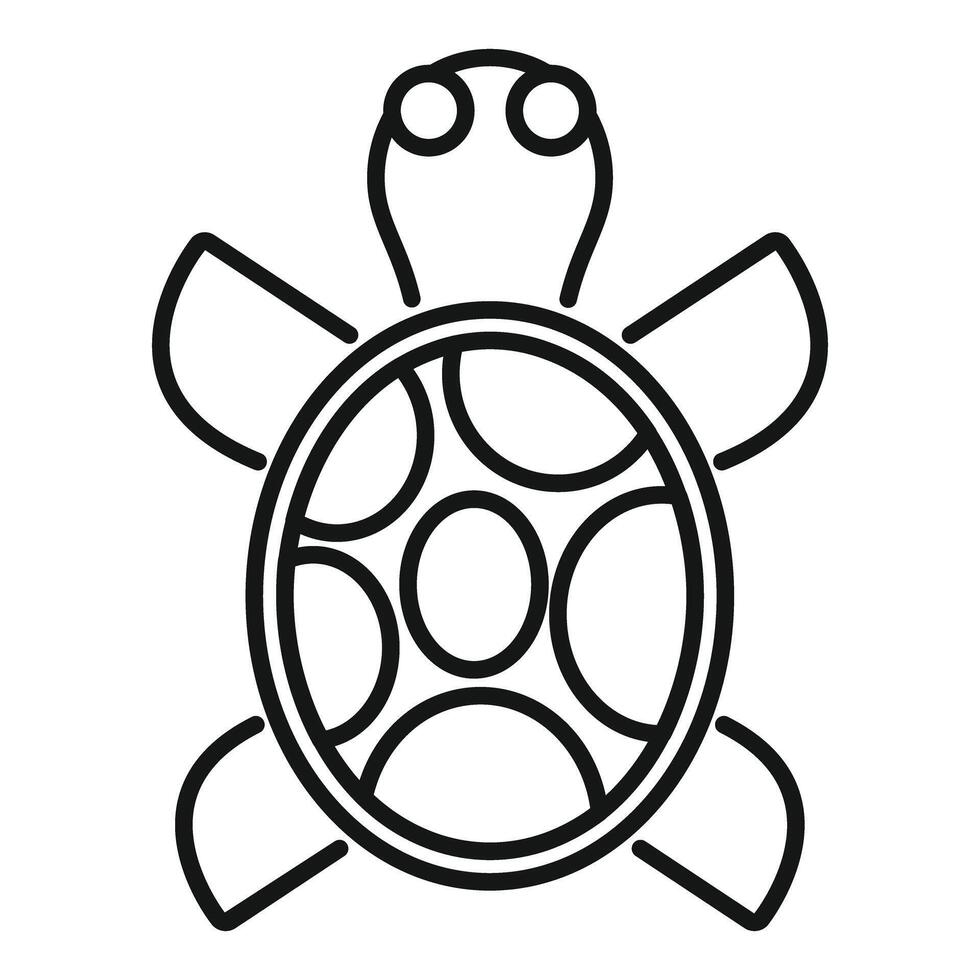 Sea turtle walking with big shell line art drawing vector