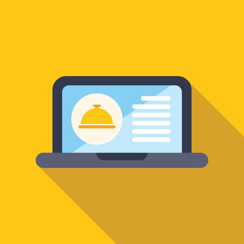 Online food ordering website displayed on laptop screen vector