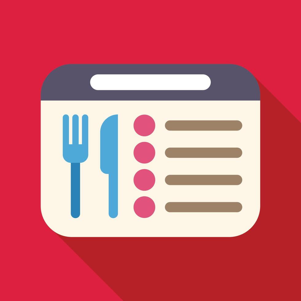 Restaurant menu displaying food choices with fork and knife icon vector
