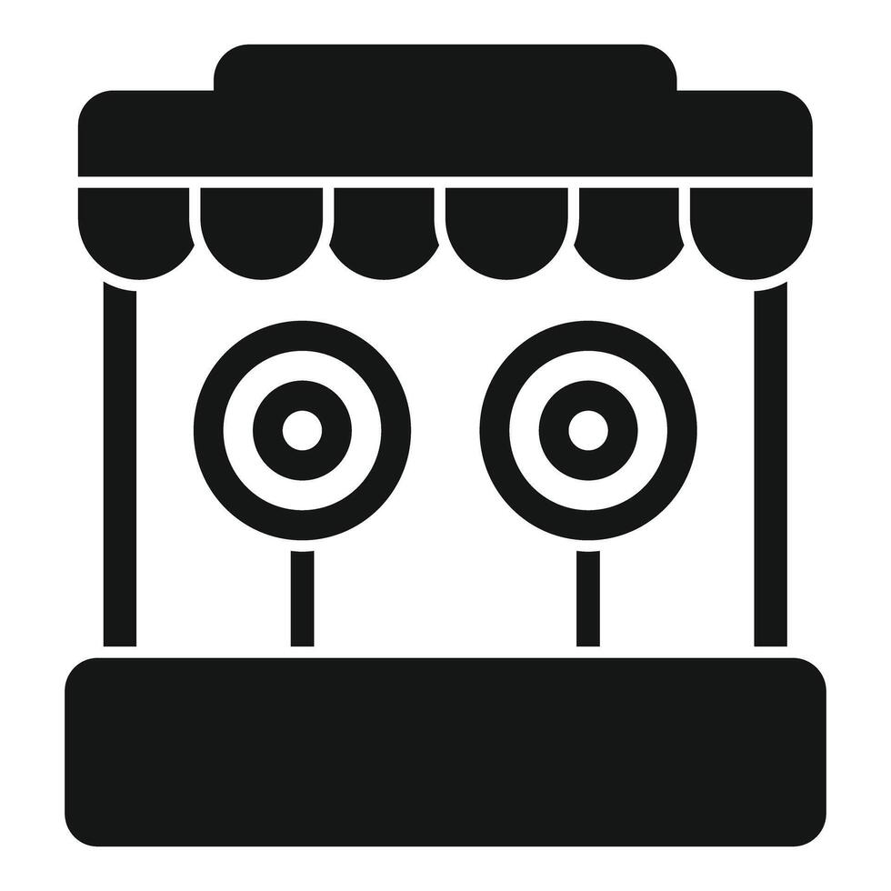 Shooting range booth with targets at amusement park icon vector