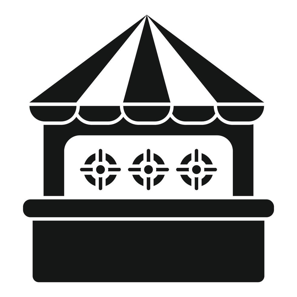 Shooting gallery funfair tent is offering a shooting game for visitors vector