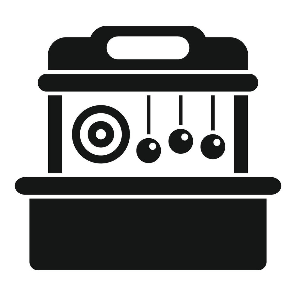 Newton cradle showing perpetual motion with target icon vector