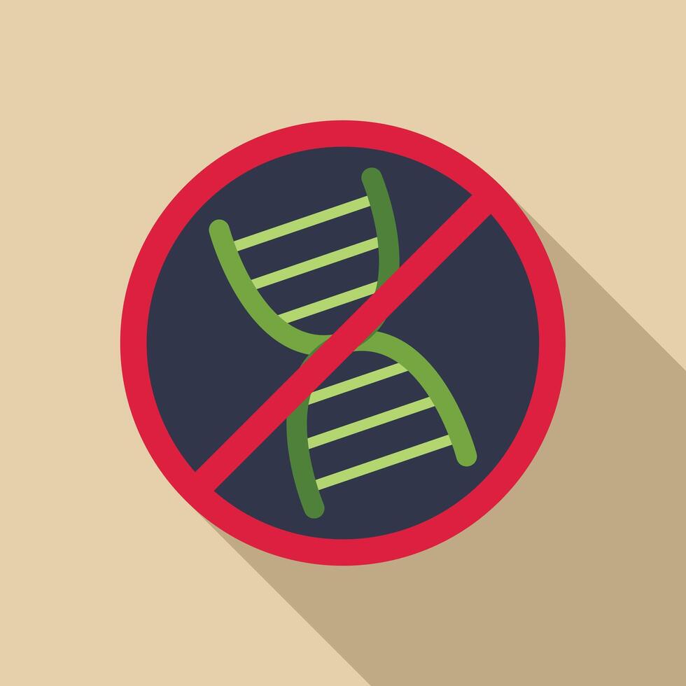 Stop gmo sign with dna structure being crossed out vector