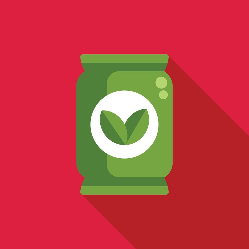 Green aluminum can with leaf logo representing sustainability vector